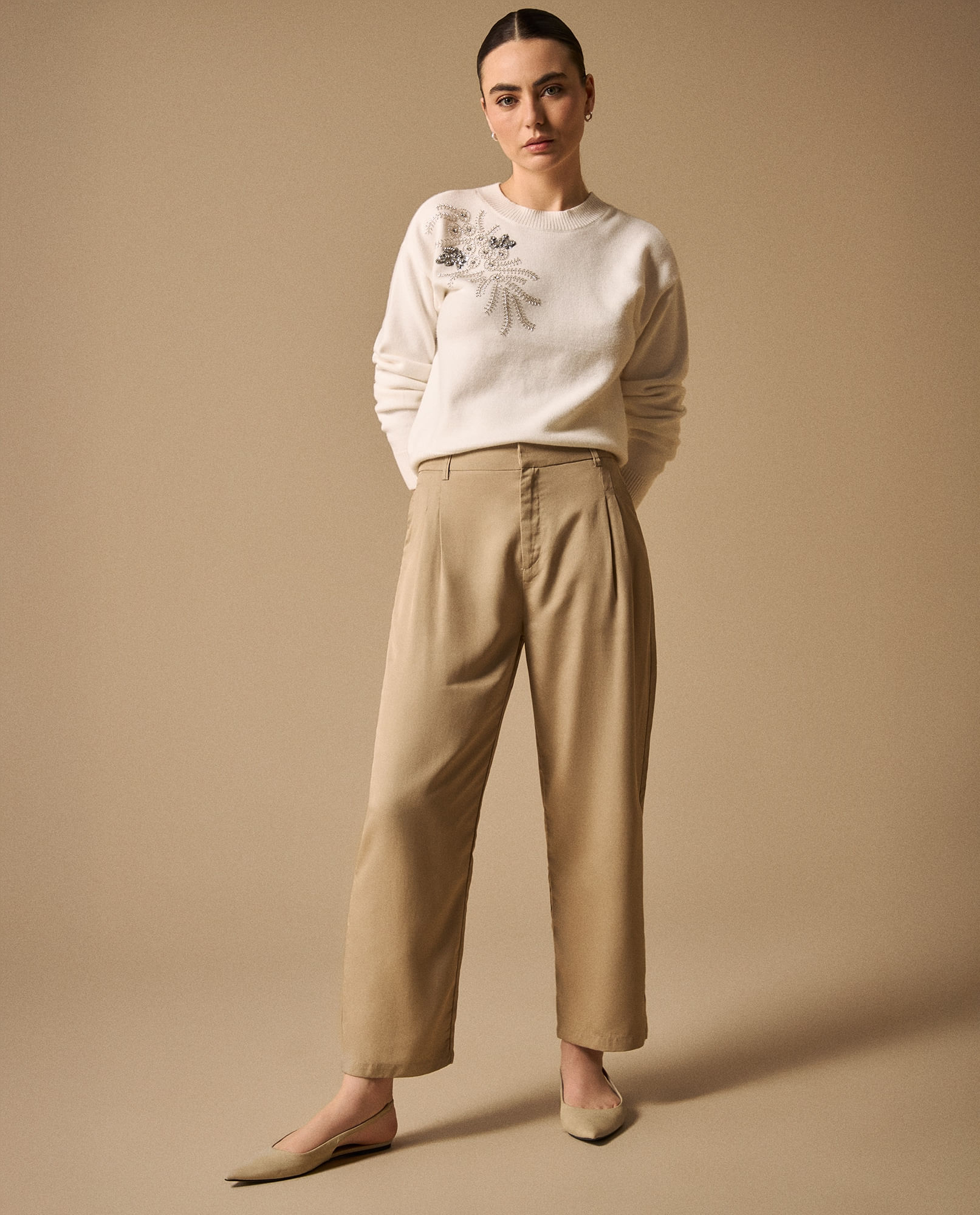 Pantalón Verde Tiro Alto Lyocell Sostenible