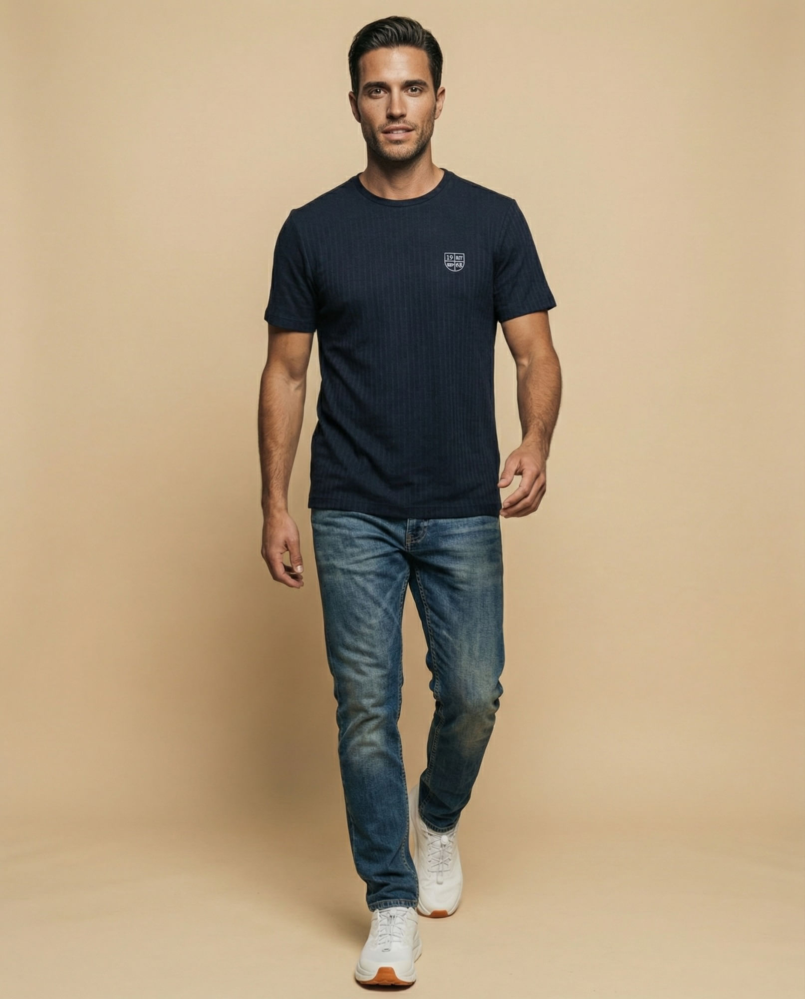 Camiseta manga corta con textura acanalada para hombre