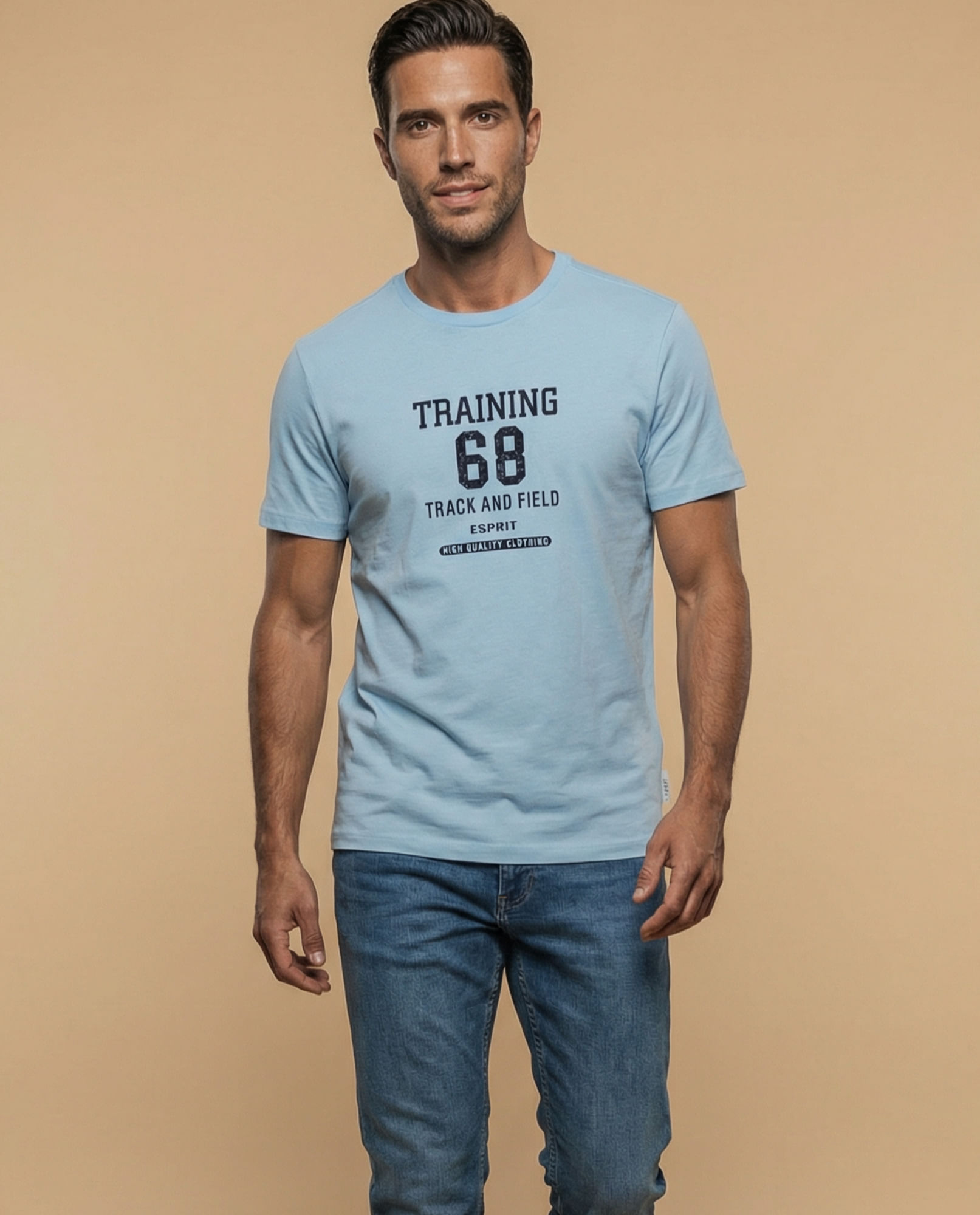 Camiseta de manga corta con estampado deportivo para mujer