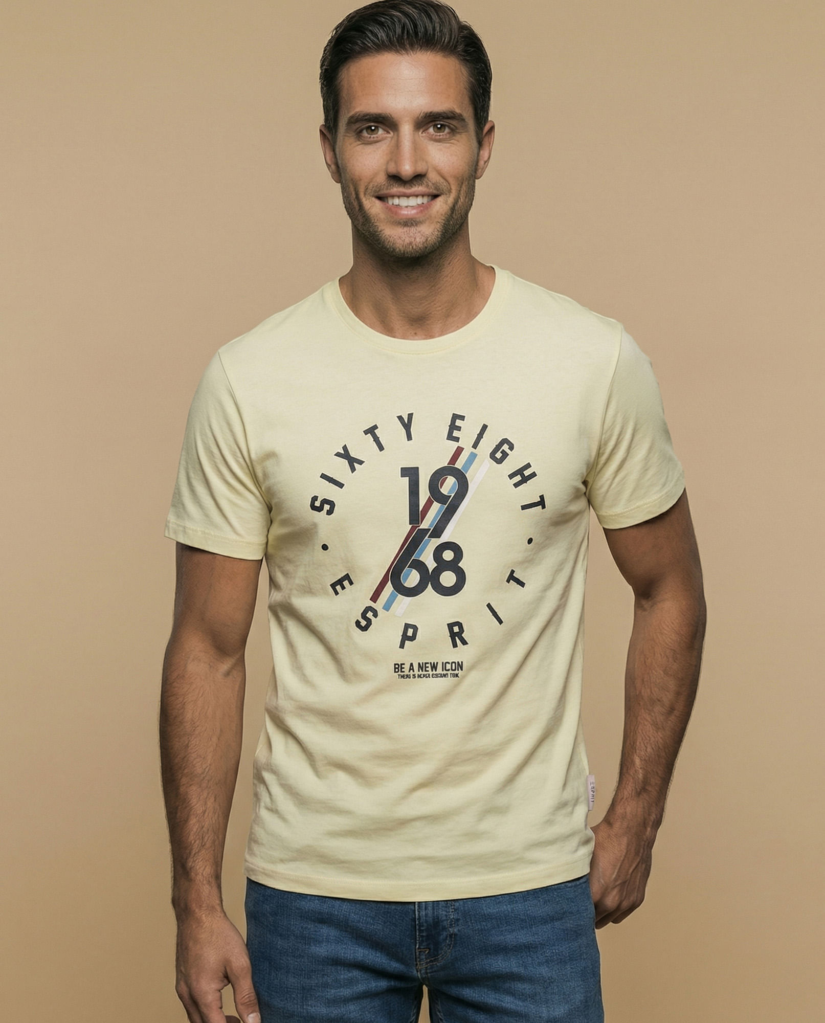 Camiseta manga corta con estampado gráfico circular para hombre