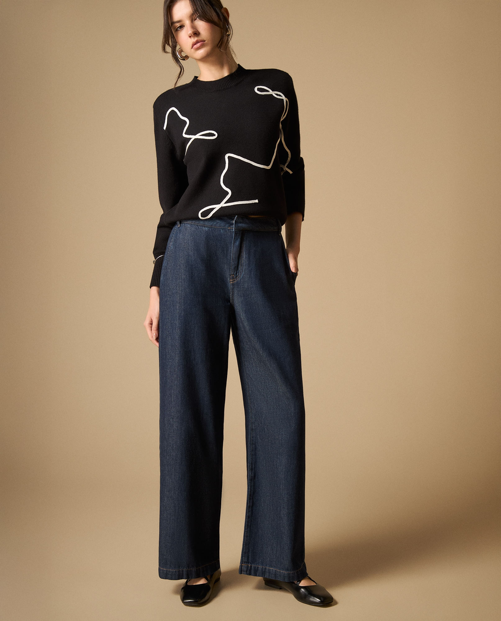 Jean Wide Leg Tiro Alto para Mujer