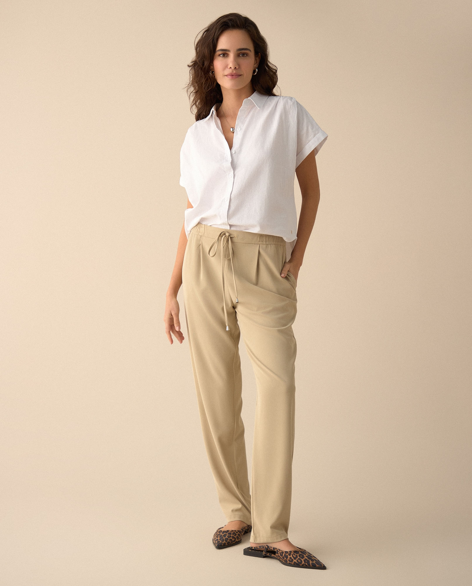 Pantalón elegante ajustable con cordón para mujer