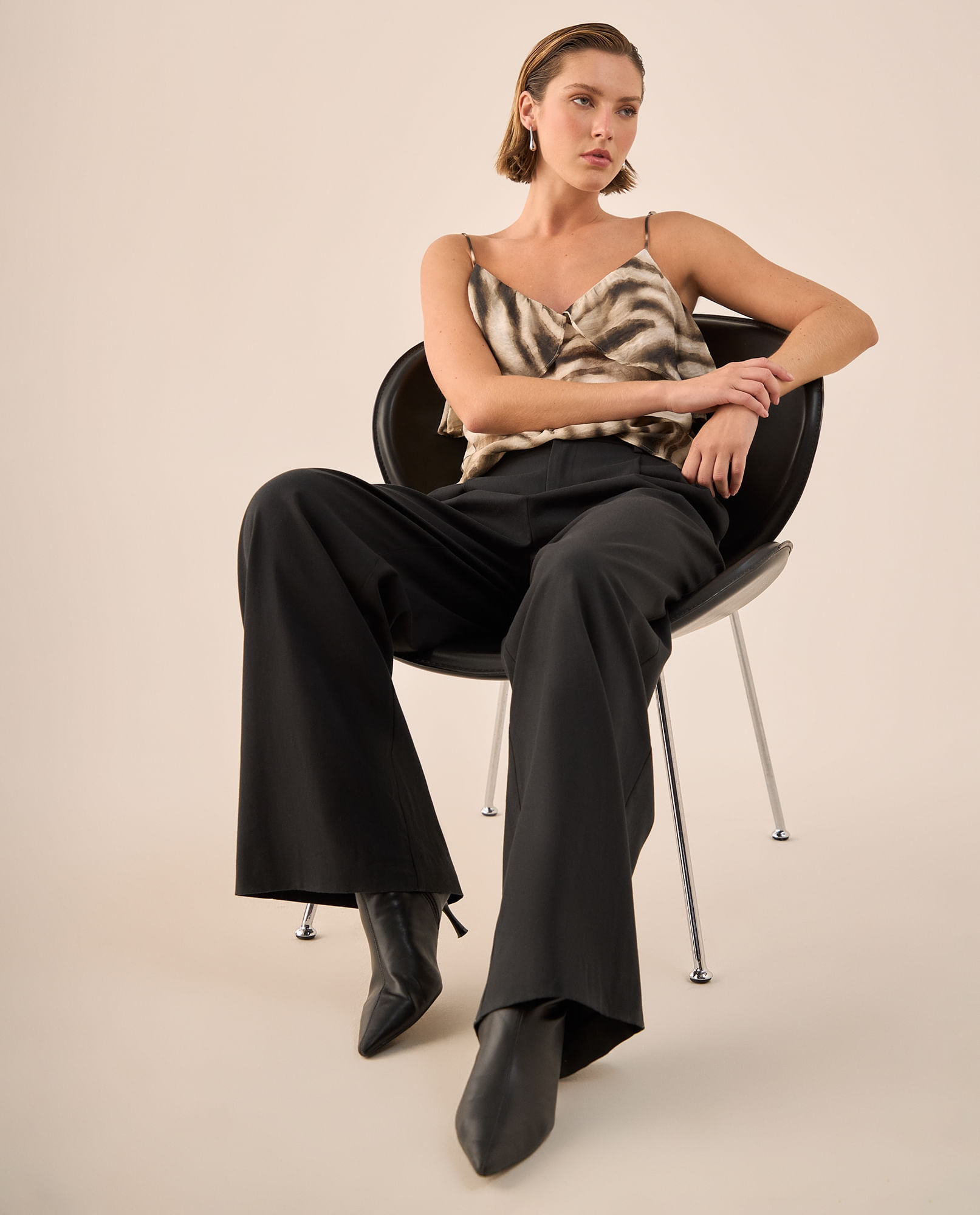 Pantalón Wide Leg Negro Tiro Alto