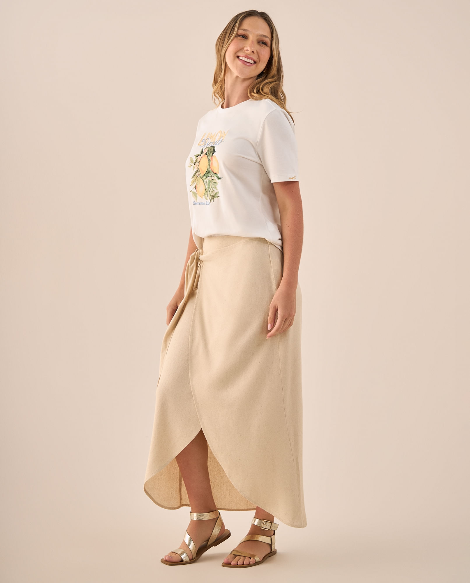 Falda Midi Wrap con Amarre Lateral