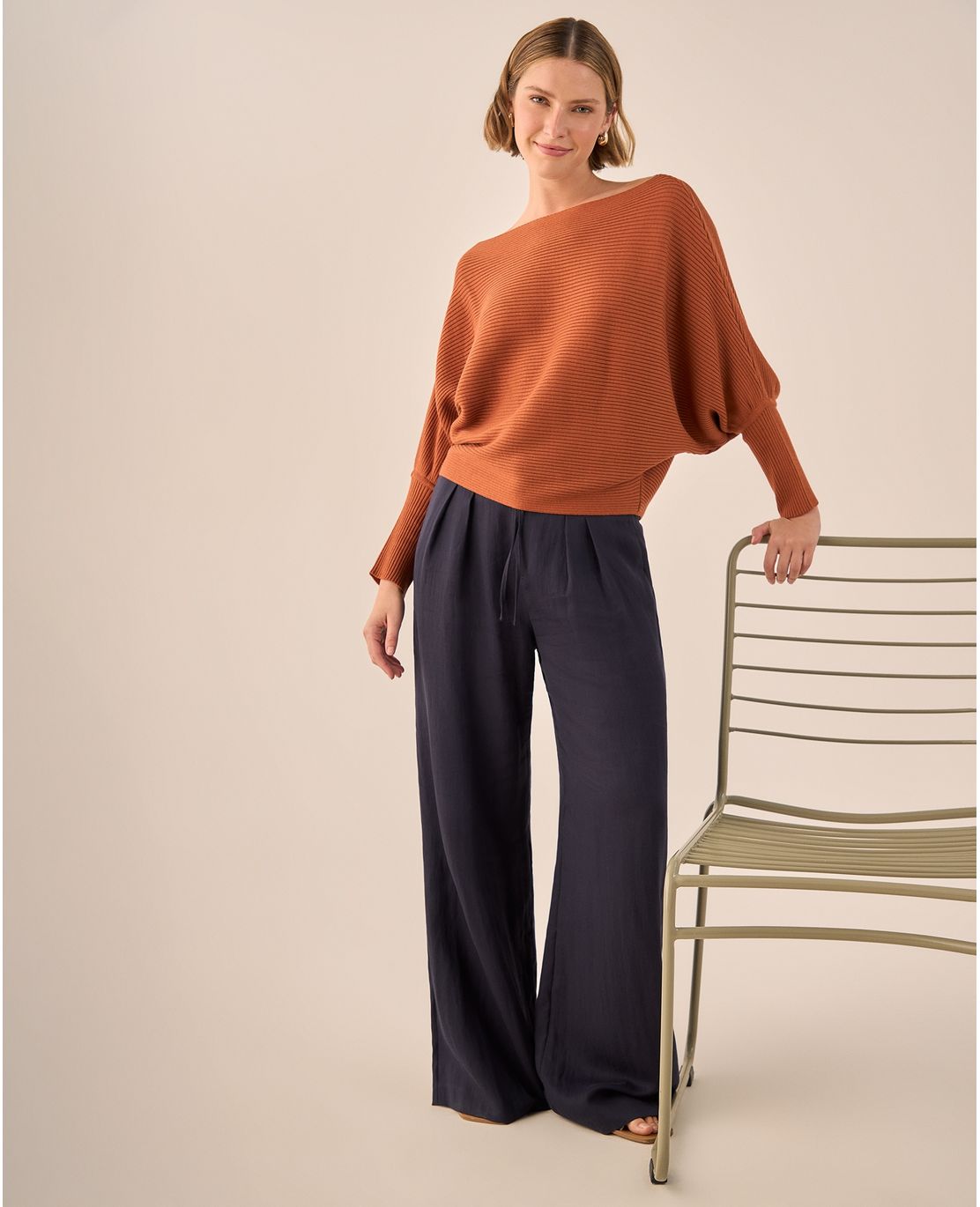 Pantalón Wide Leg Azul Marino Fluido