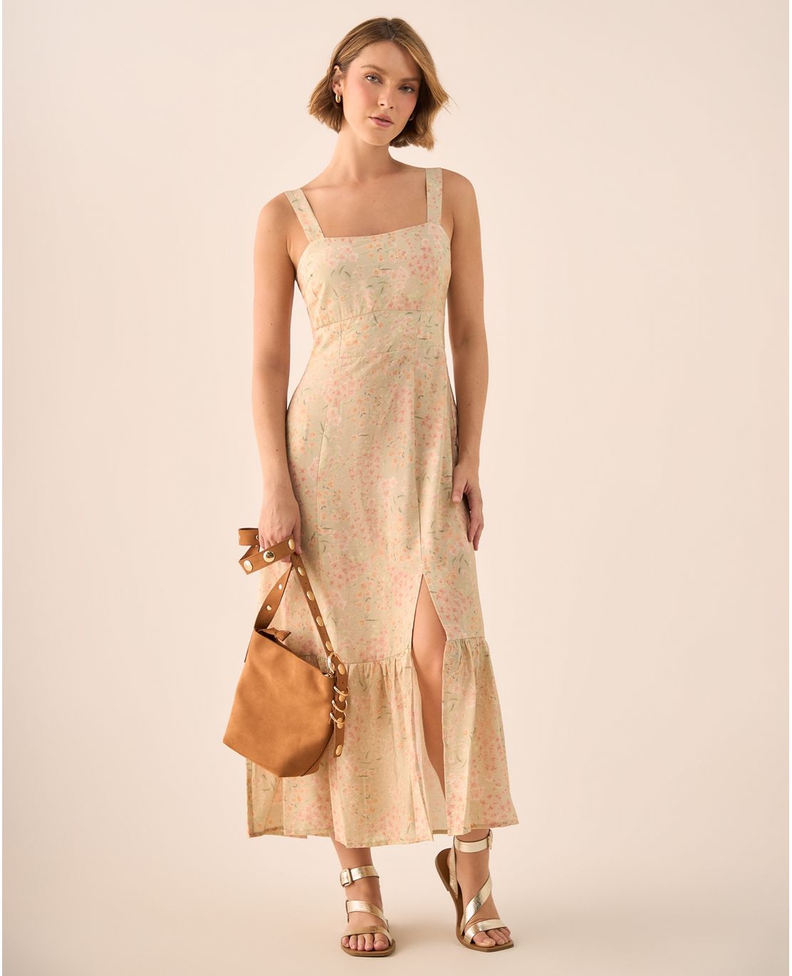 Vestido Largo con Estampado Floral Romántico