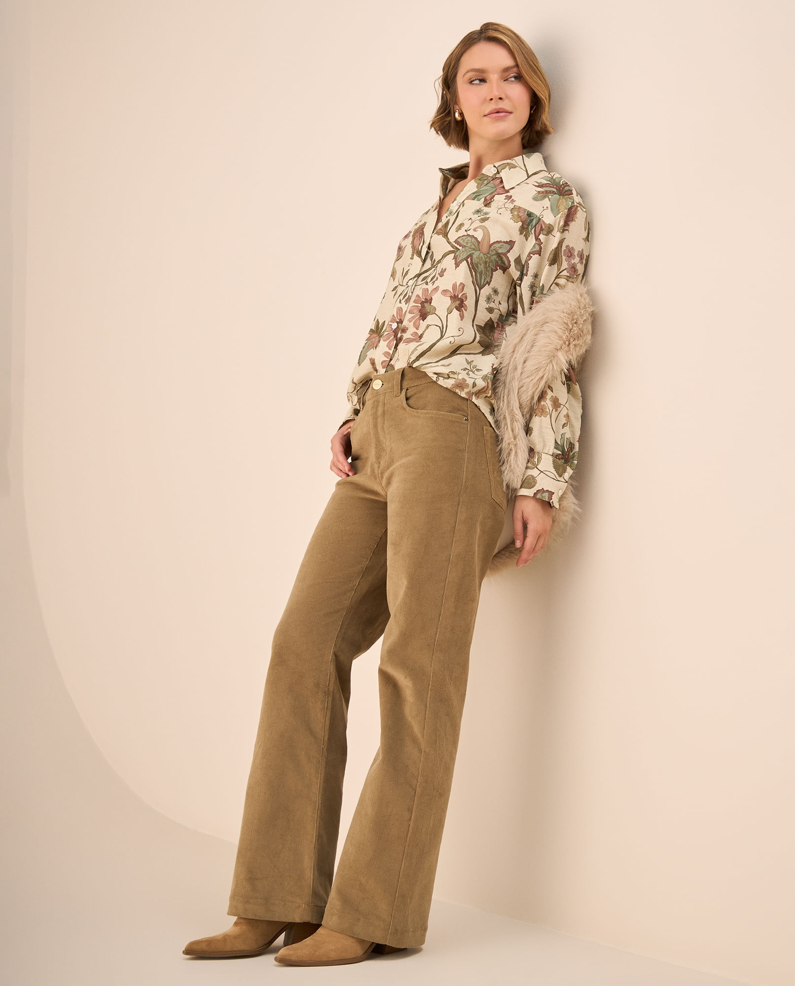 Pantalón Pana Verde Wide Leg