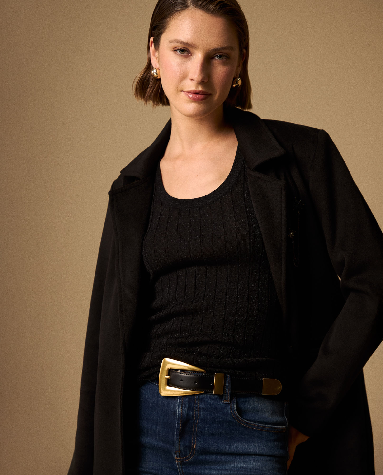 Camiseta Tejida Negro con Detalles Lurex