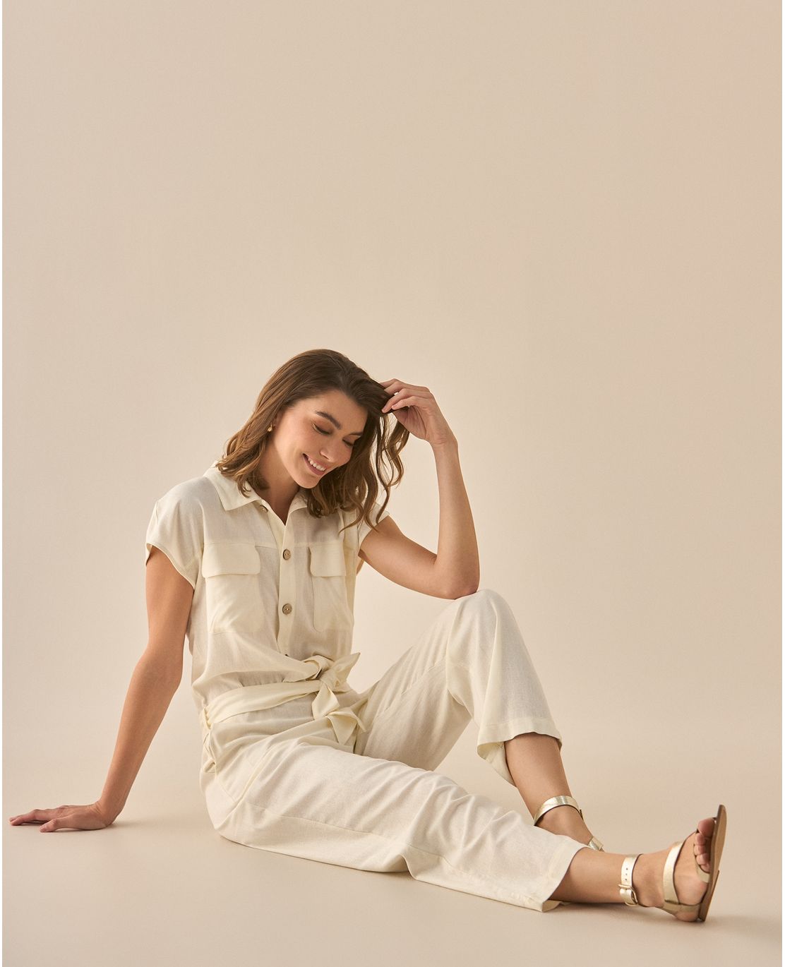 Enterizo de pantalón largo bota recta para mujer