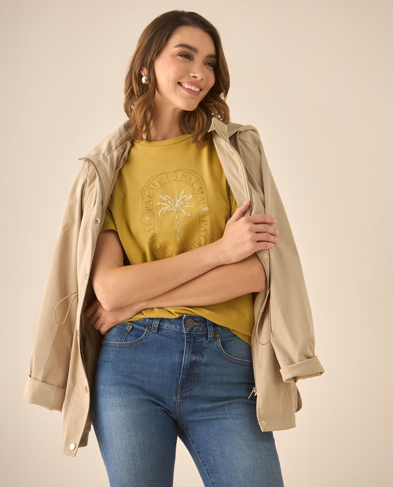 Camiseta con textura y estampado para mujer
