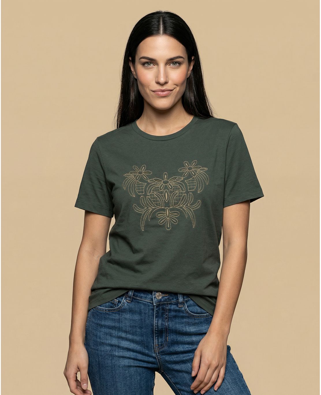 Camiseta básica de algodón cuello redondo