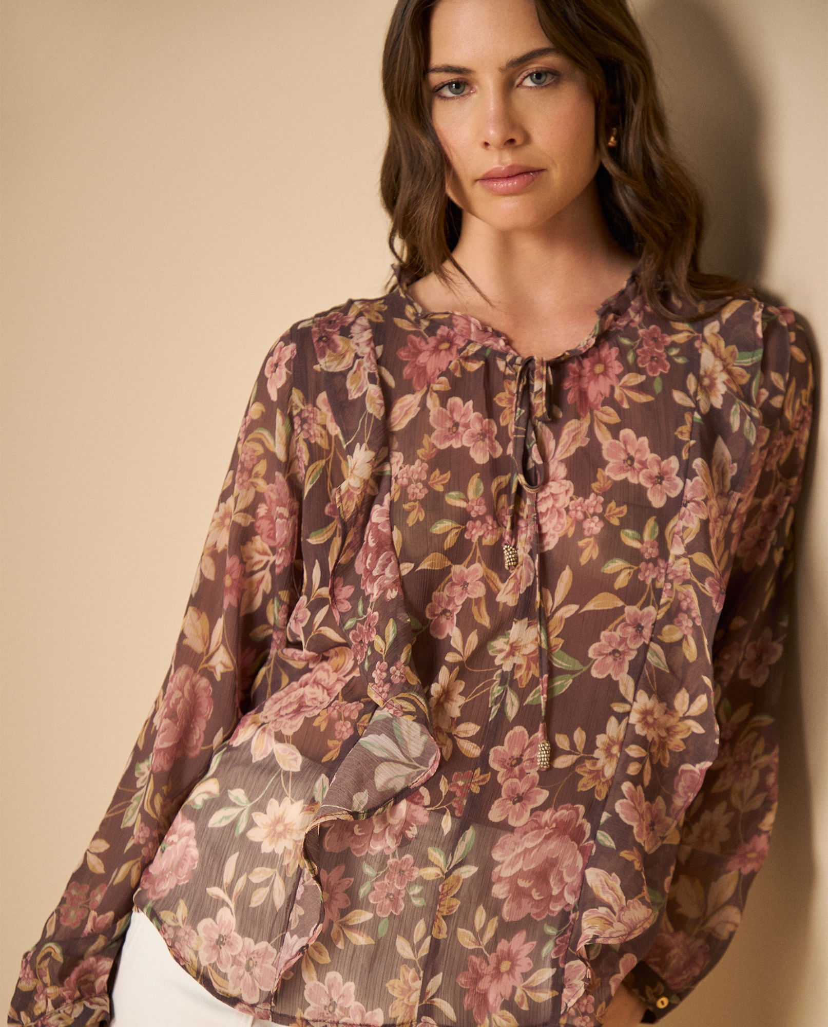 Camisa manga larga cuello en V