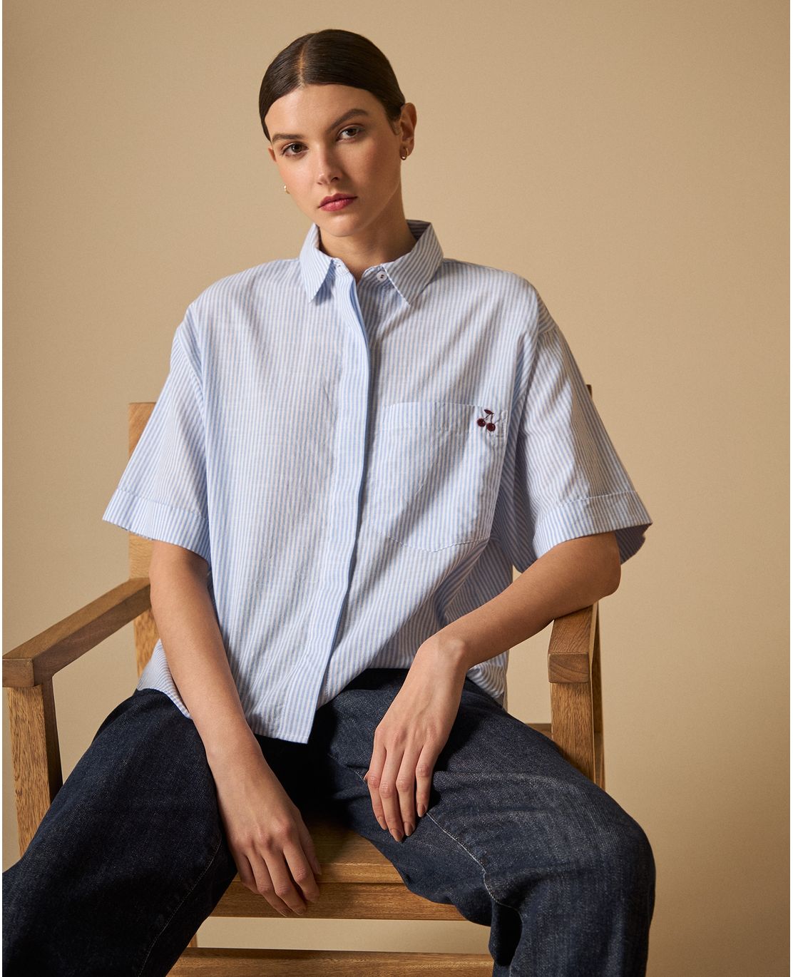 Camisa camisera manga corta silueta amplia