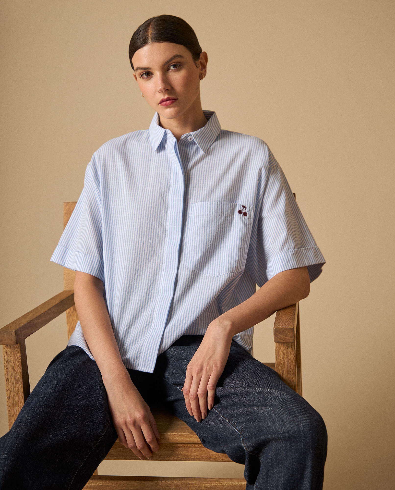 Camisa camisera manga corta silueta amplia