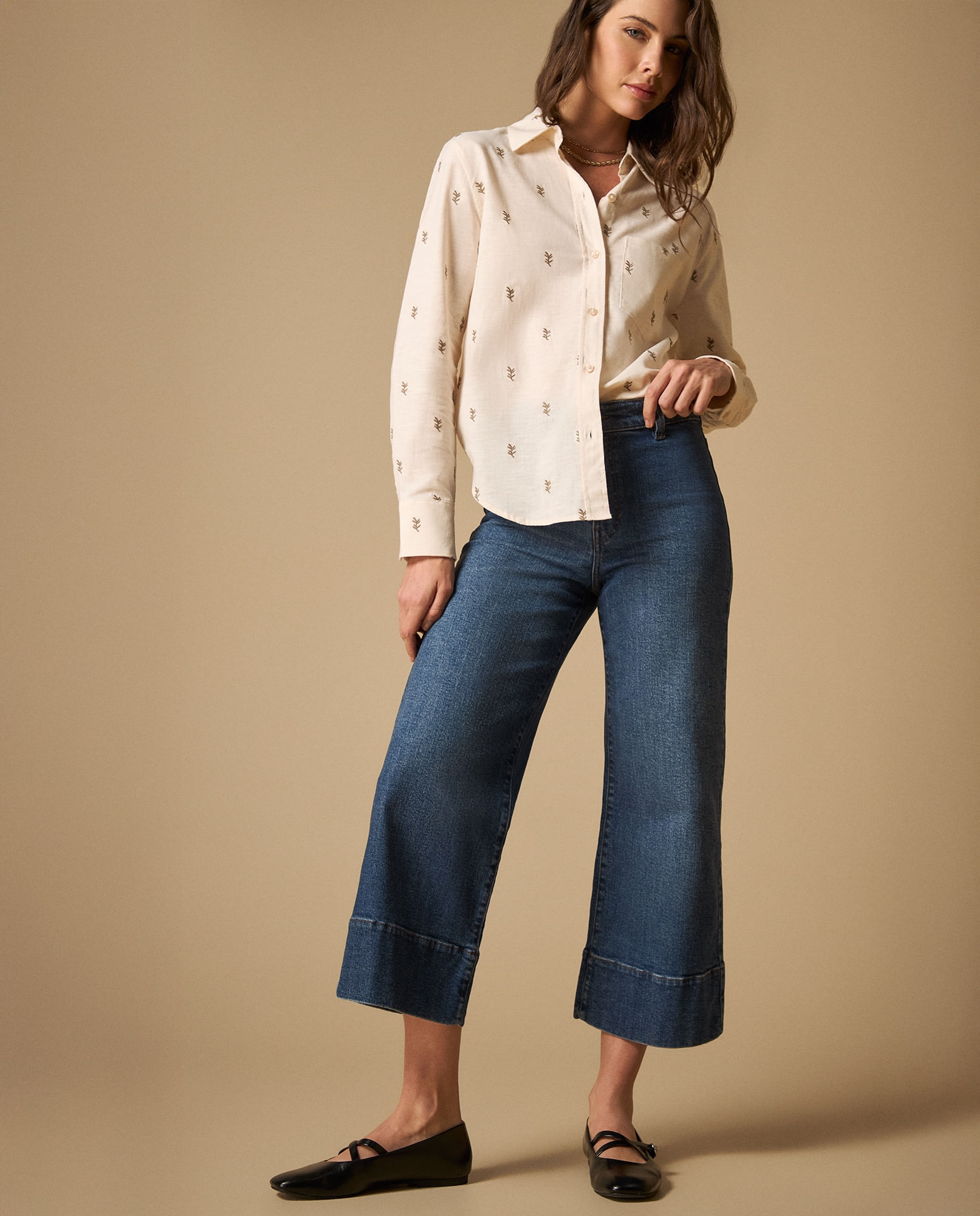 Jean culotte largo crop silueta amplia