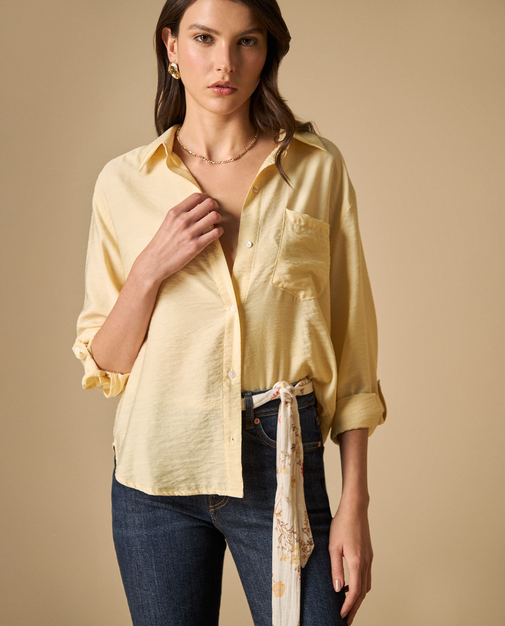 Camisa manga larga cuello camisero