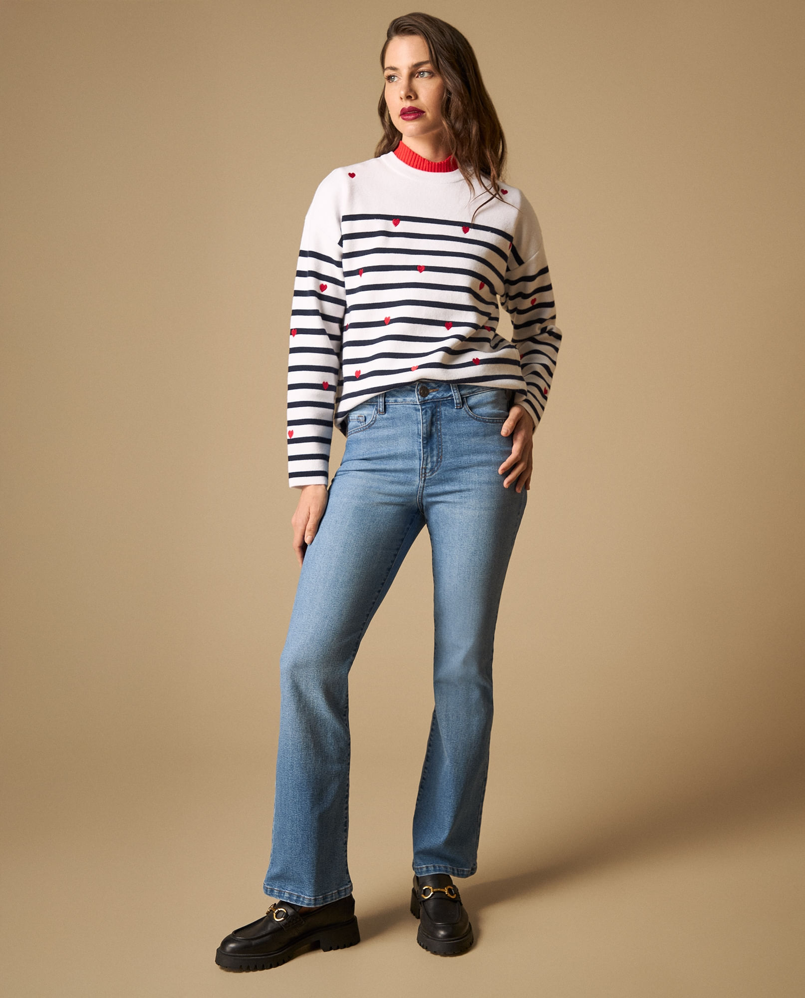 Jean flare de denim con elastano