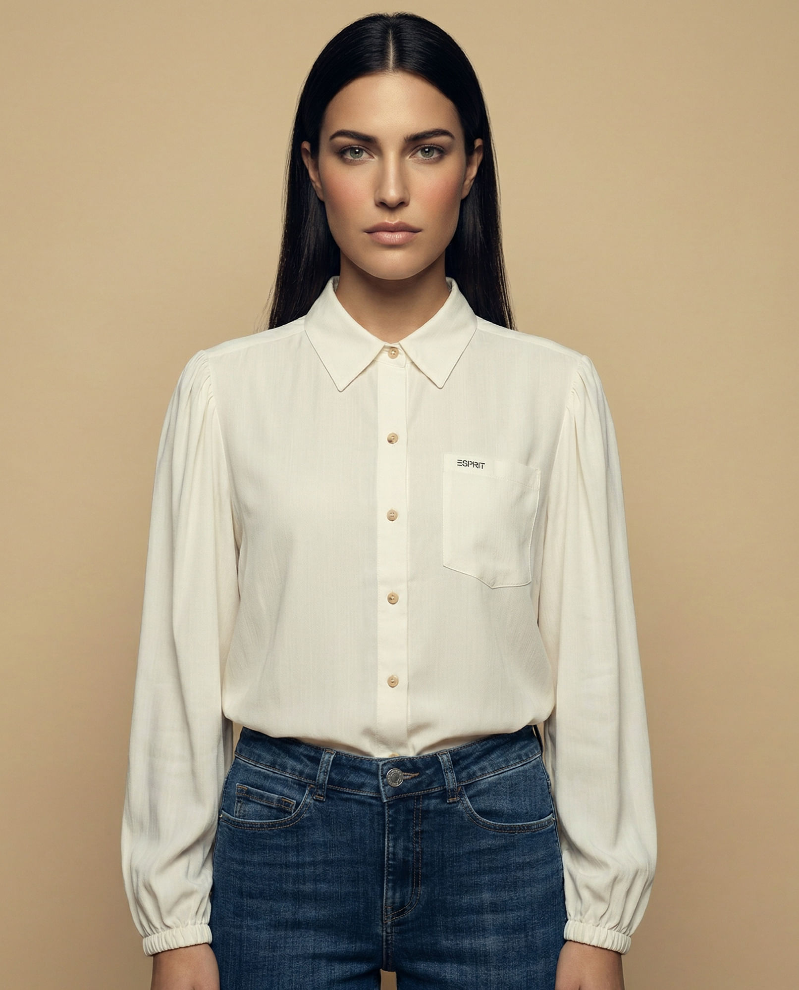 Camisa manga larga cuello camisero