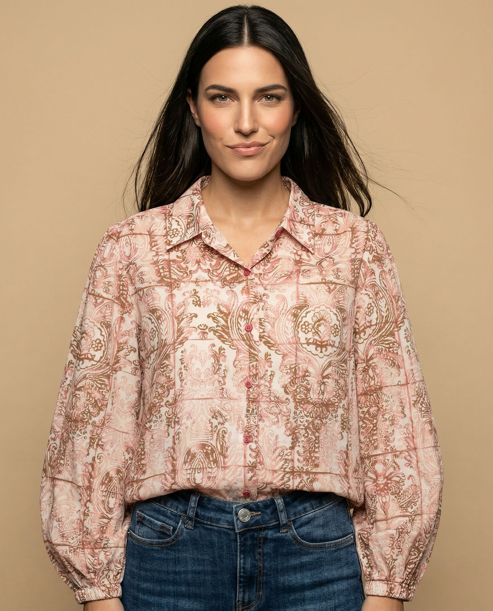 Camisa manga larga cuello camisero