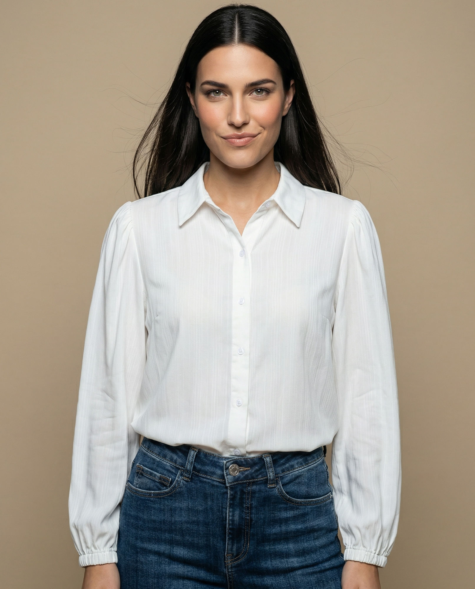 Camisa manga larga cuello camisero