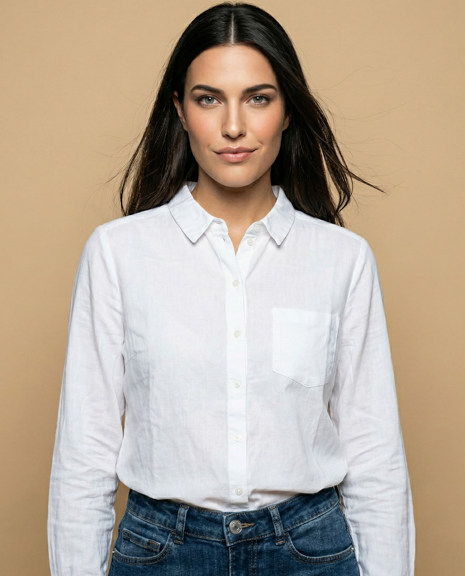 Camisa manga larga con bolsillo frontal