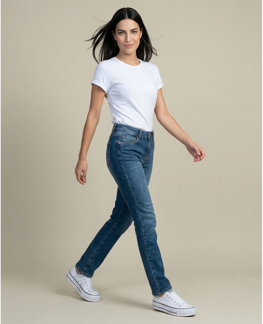 Jean Straight cinco bolsillos para mujer