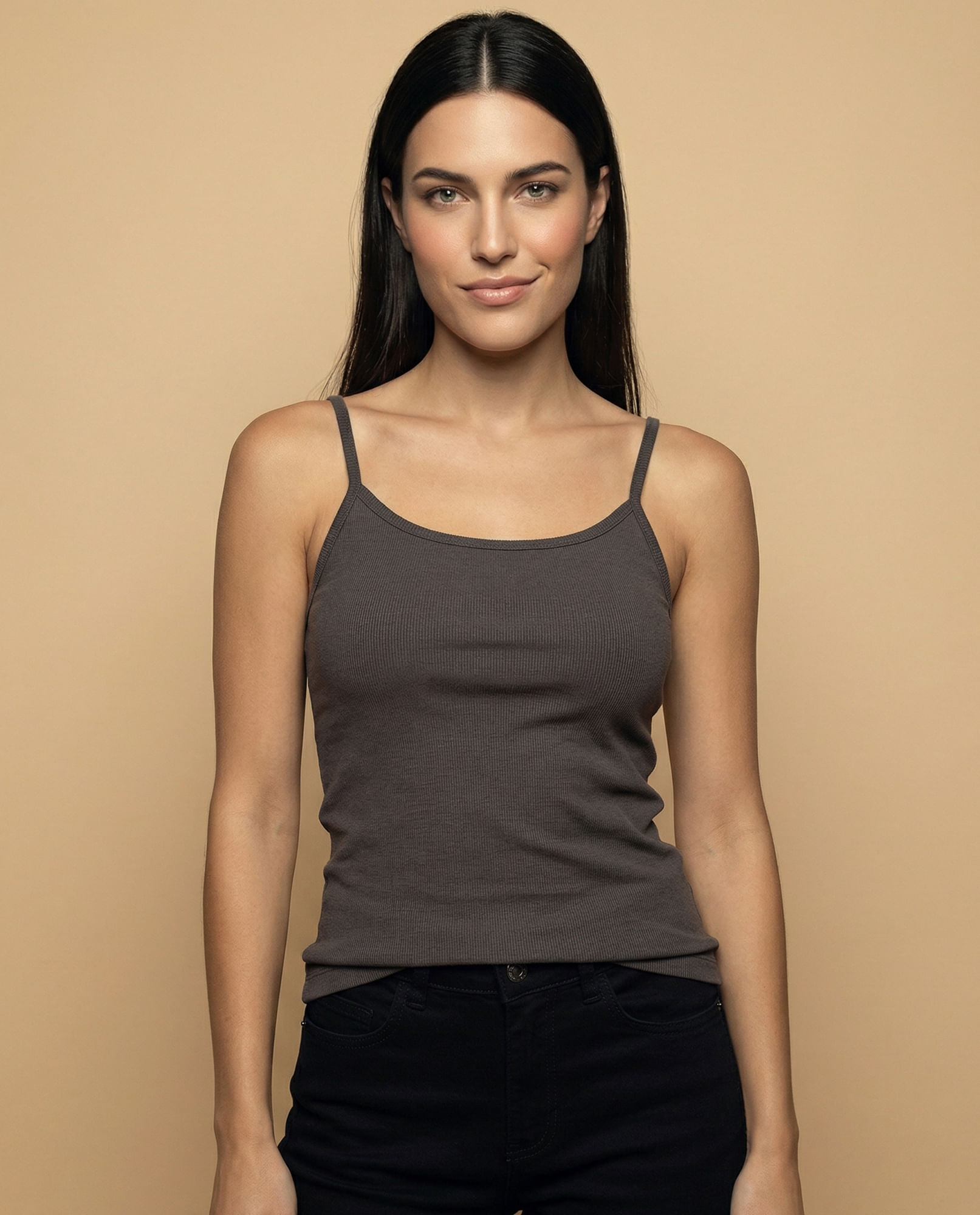 Camiseta básica de tiras en tejido acanalado