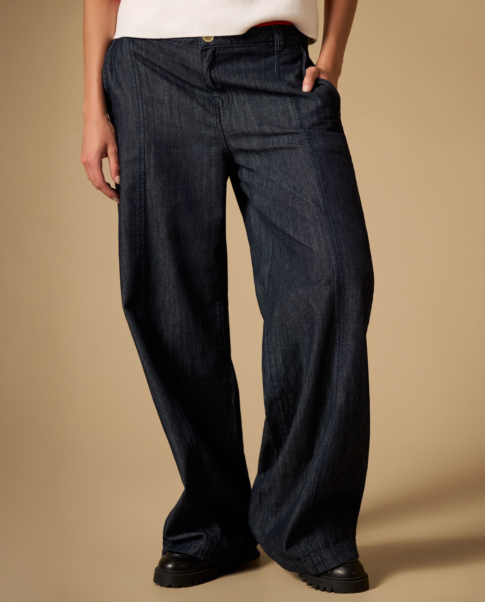 Jean liviano tipo wide leg